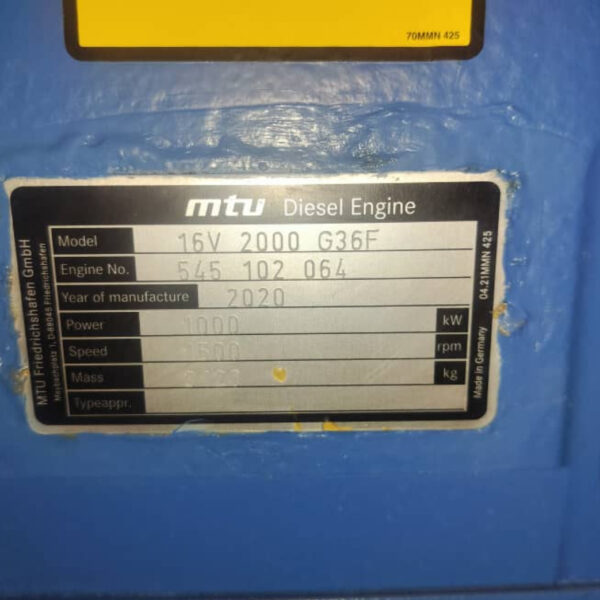 MTU 16V2000 1000Kw Generator Set-IEG2370